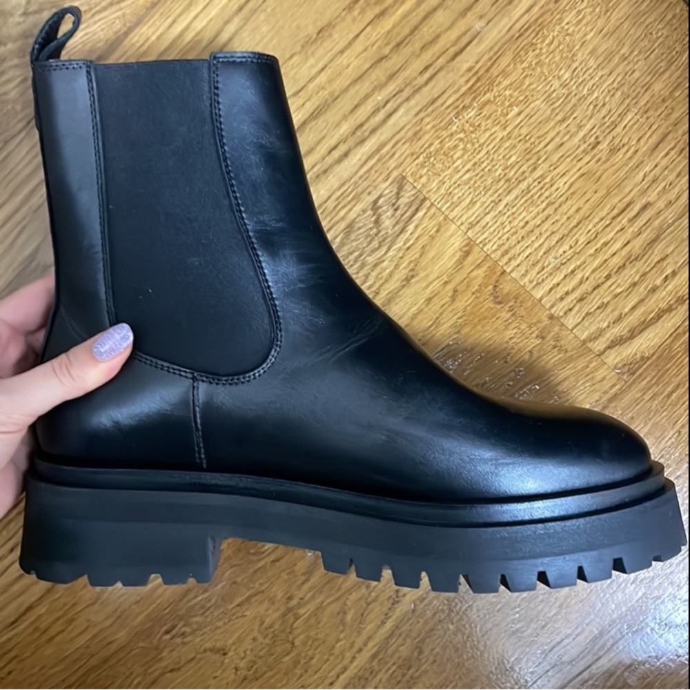 Chunky Chelsea Leather Boots